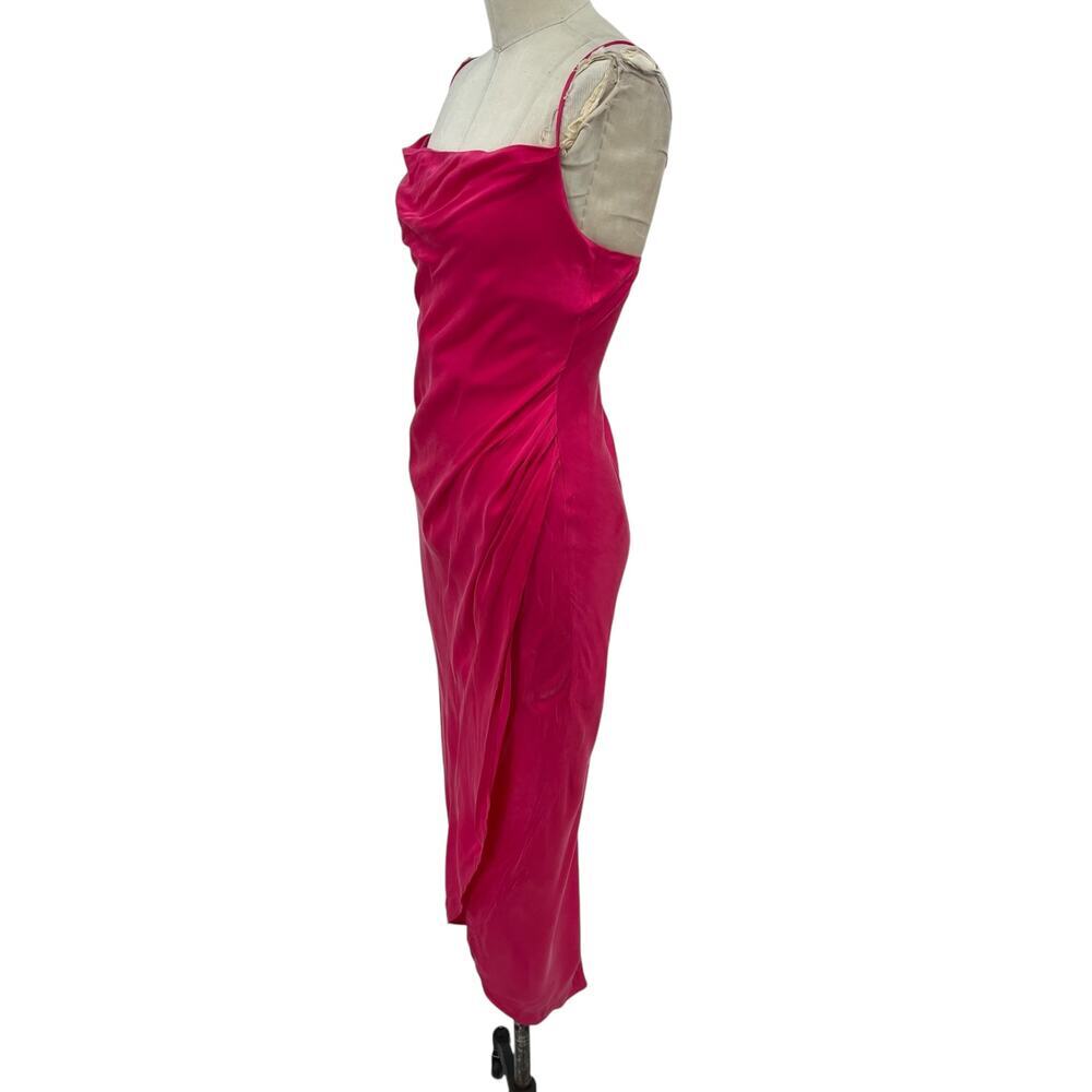 Lovers and Friends Noah Wrap Dress Slip Sleeveless Satin Hot Pink Size‎ Small - Picture 7 of 15